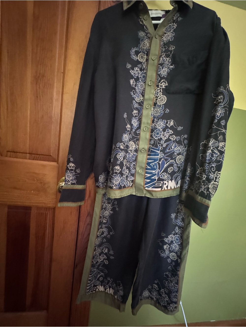 Zimmermann silk Top and pants set with Gold Logo Tag